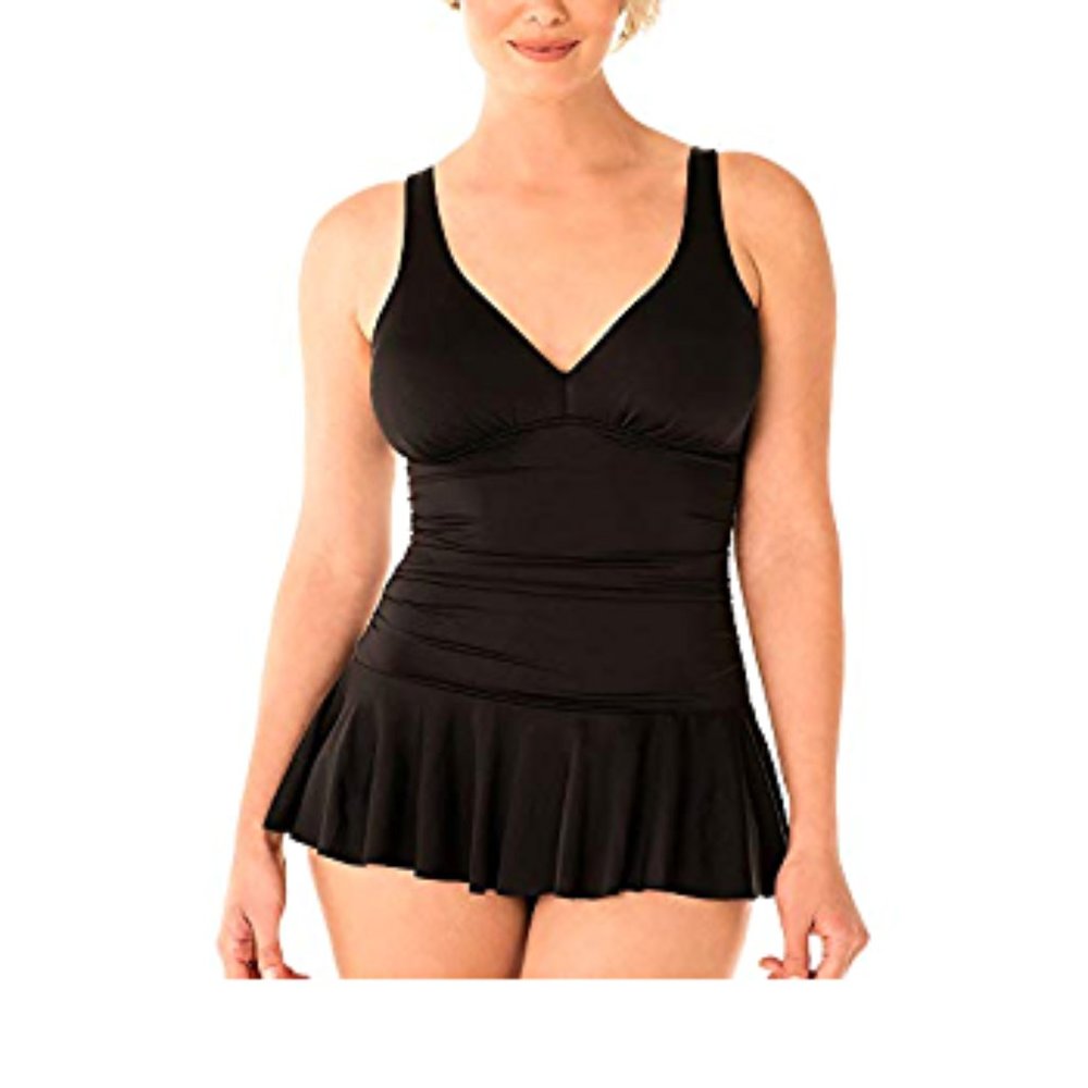 Swim Solutions V-Neck Skirted Skater Swimdress